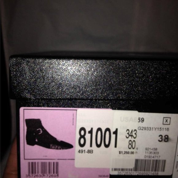 CHANEL 13A Black Leather Patent Pointed Buckled Ankle Bootie Boots Shoes - Picture 12 of 12